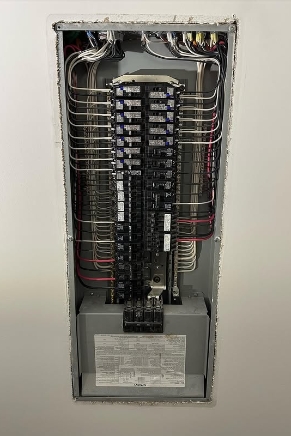 Professional installation of an updated electrical service and breaker panel by Oakwest Electric in the Lower Mainland.